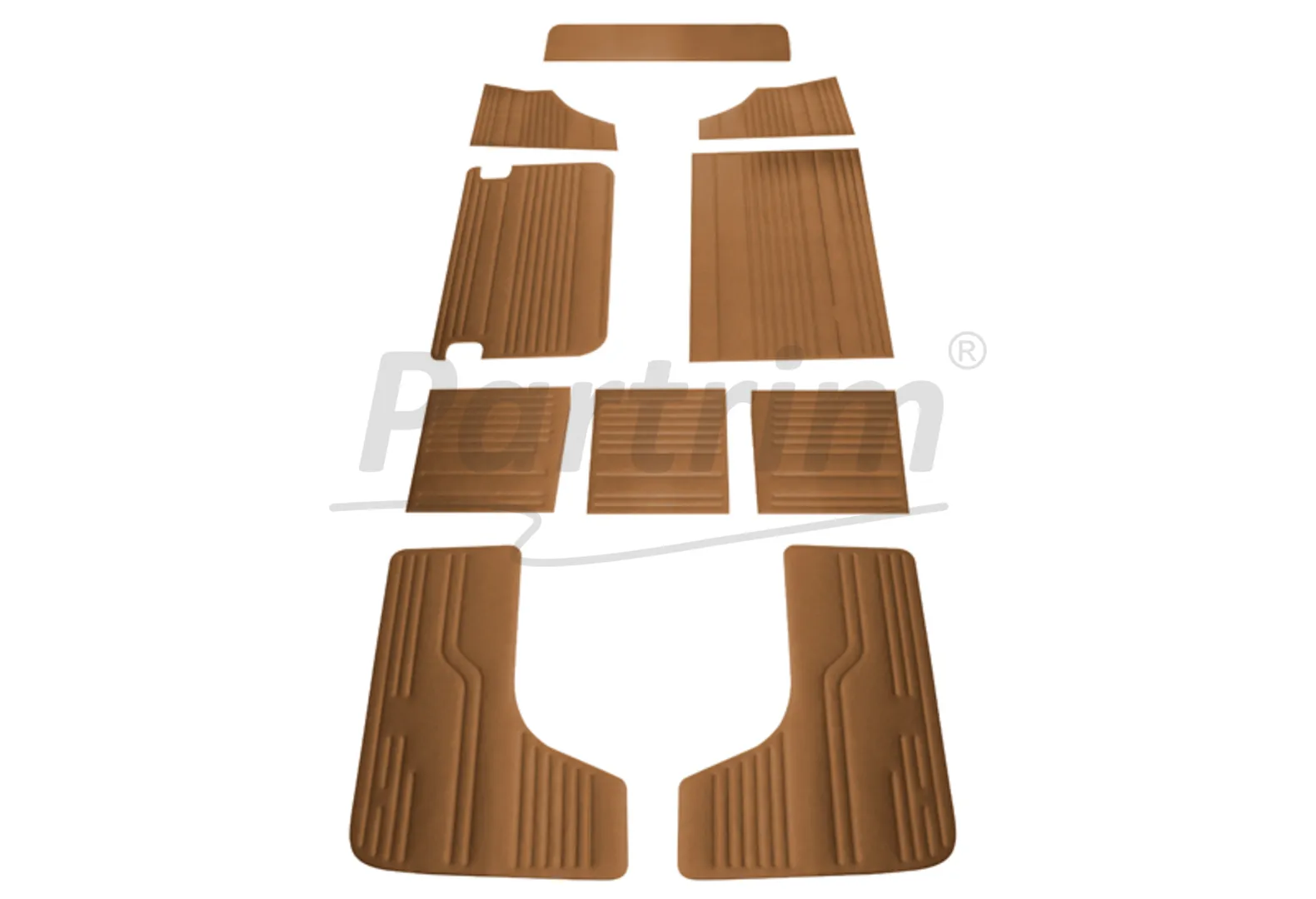 VW T2 BUS INTERIOR SIDE PANEL SET 10 PCS TOBACCO / 06-1967 - 07 -1970   EARLY STYLE