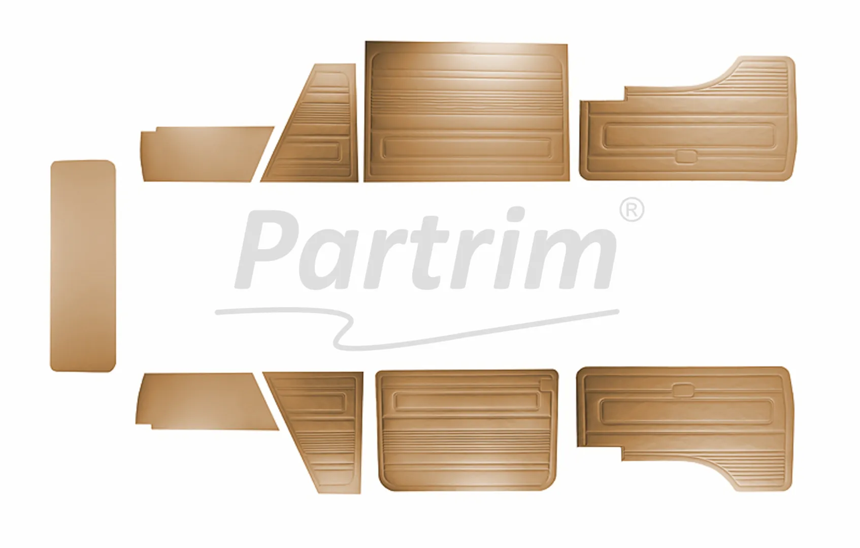 VW T3 T25 BUS 1979-1984 DOOR PANELS 9 PCS TOBACCO EARLY STYLE