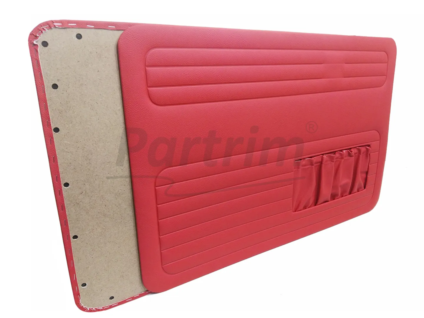 VW OLD BEETLE 1303 L - LS DOOR PANEL SET RED TWO SIDES POCKET 1969 - 4 PCS